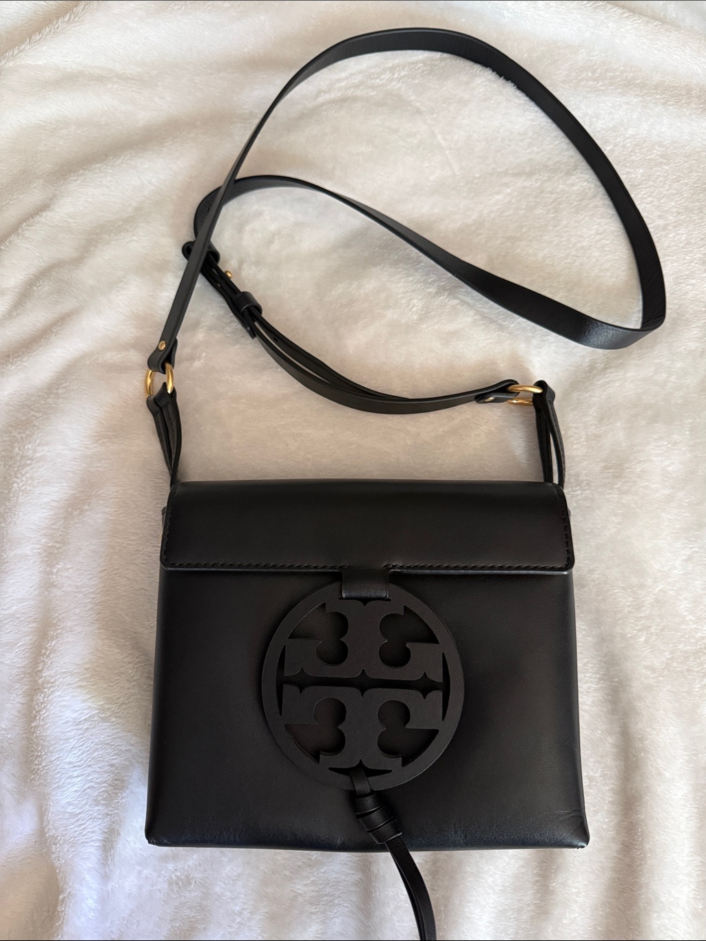 Tory Burch Black Leather Logo Crossbody Bag -New
